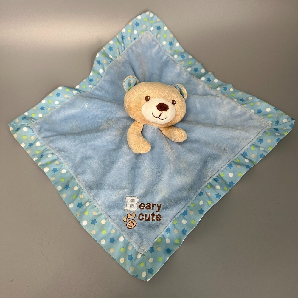 Garanimals Blue Beary Cute Baby Security Blanket Lovey Bear‎ Plush Satin Trim